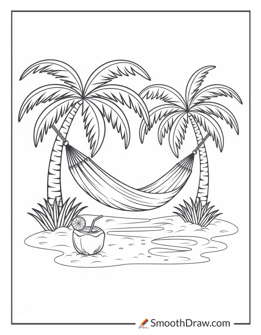 beach hammock coloring page