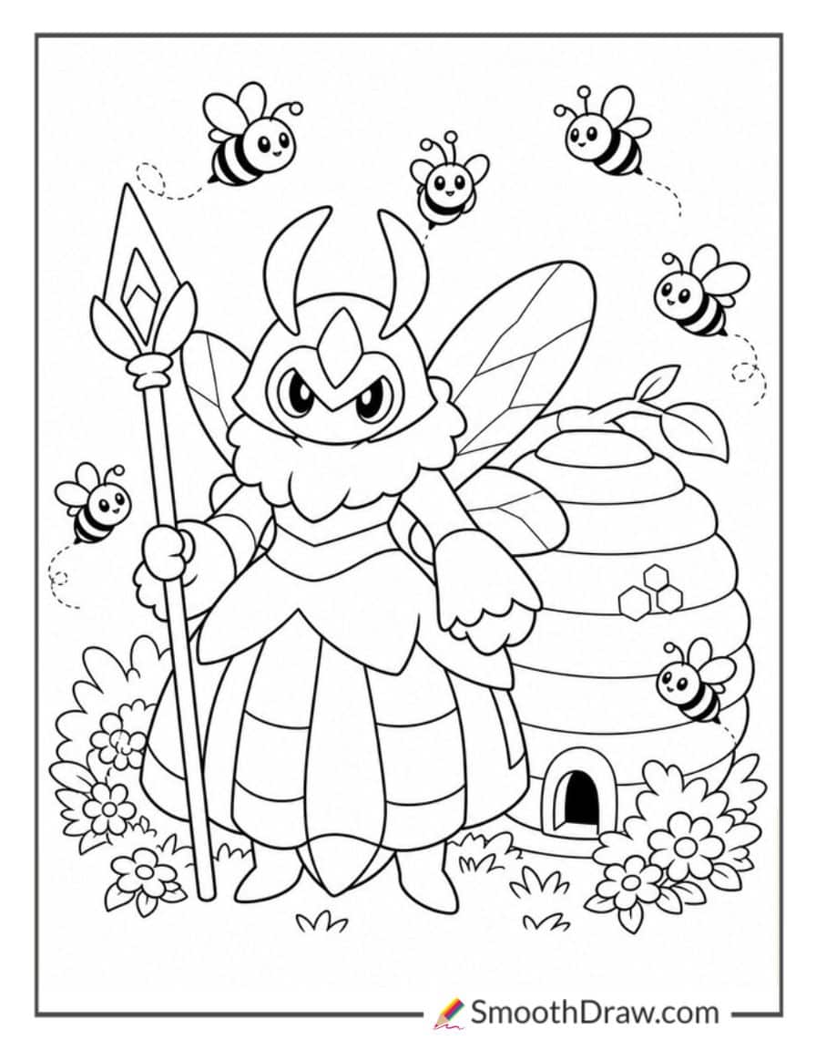 beegarde from palworld with a hive