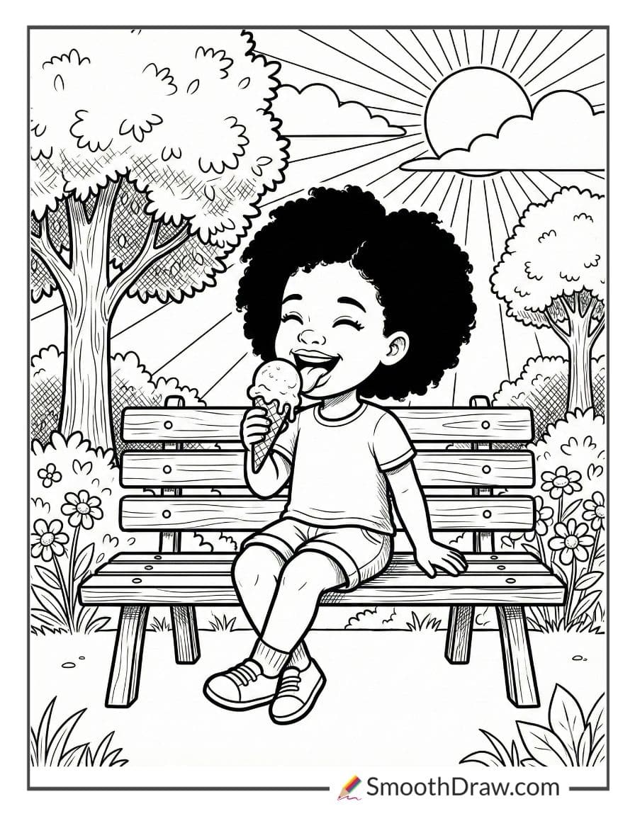 black girl enjoying ice cream