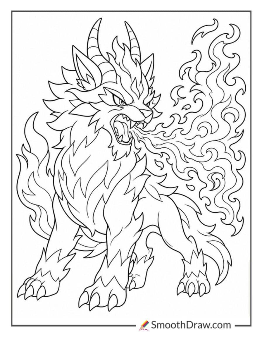 blazehowl from palworld breathing fire