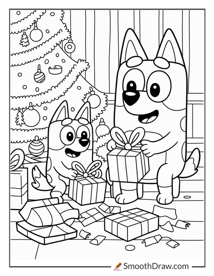 Bluey Christmas Coloring Pages