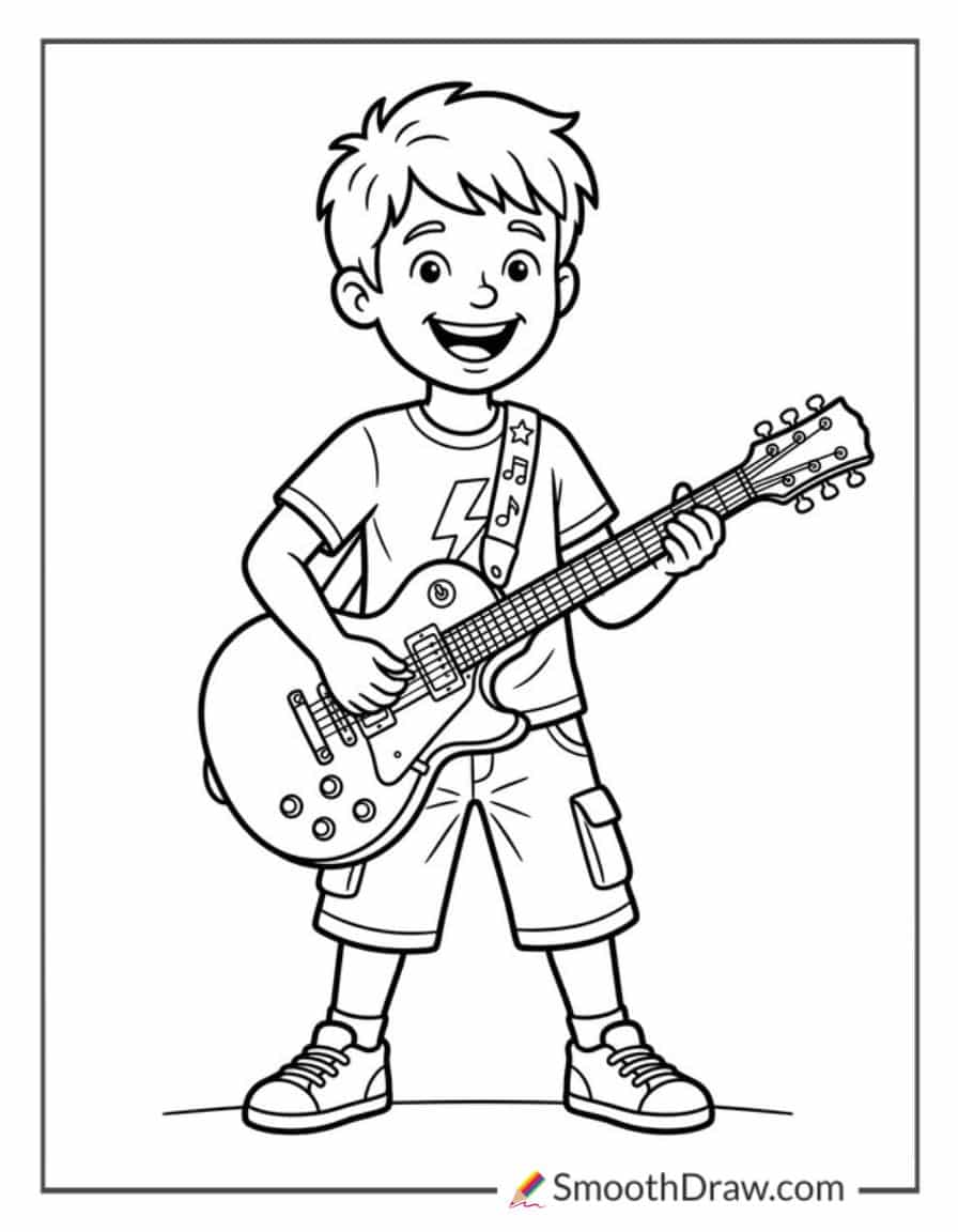 Boy Playing Electric Guitar