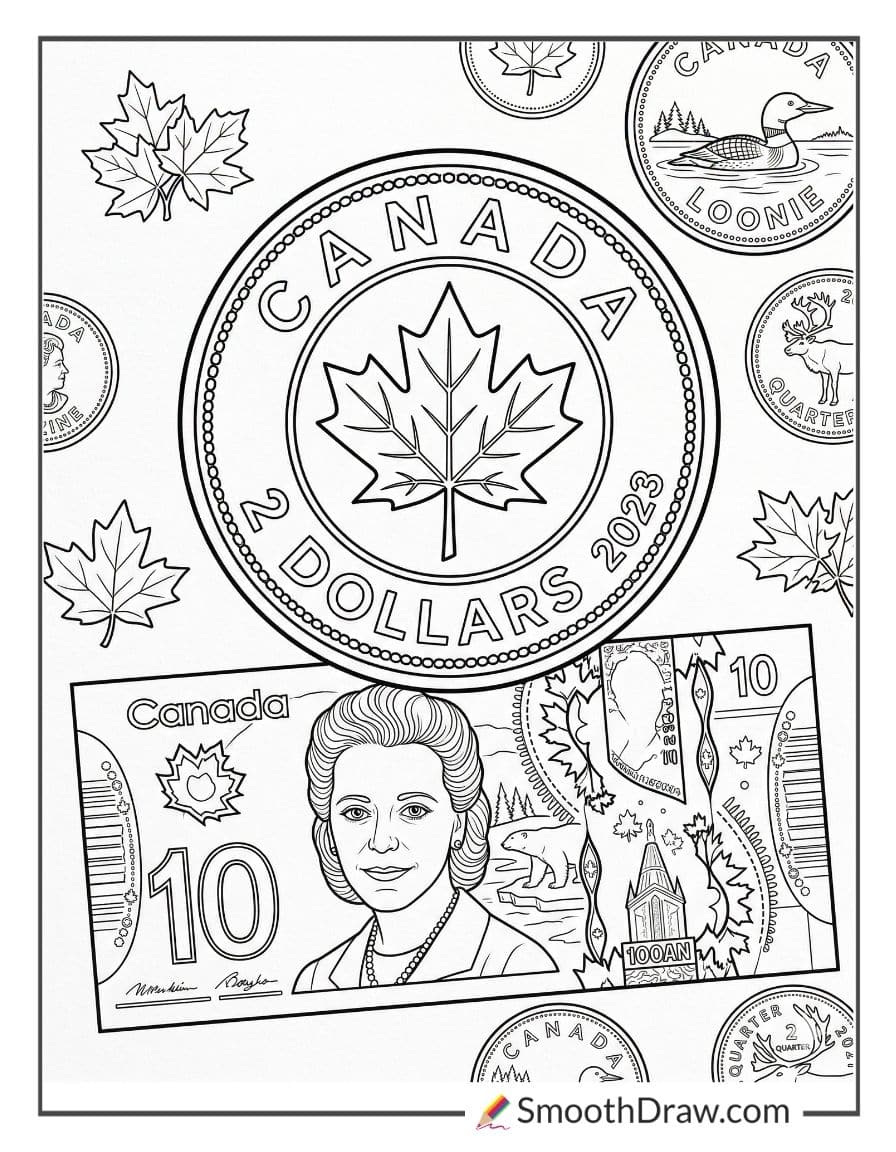 canadian money coloring pages