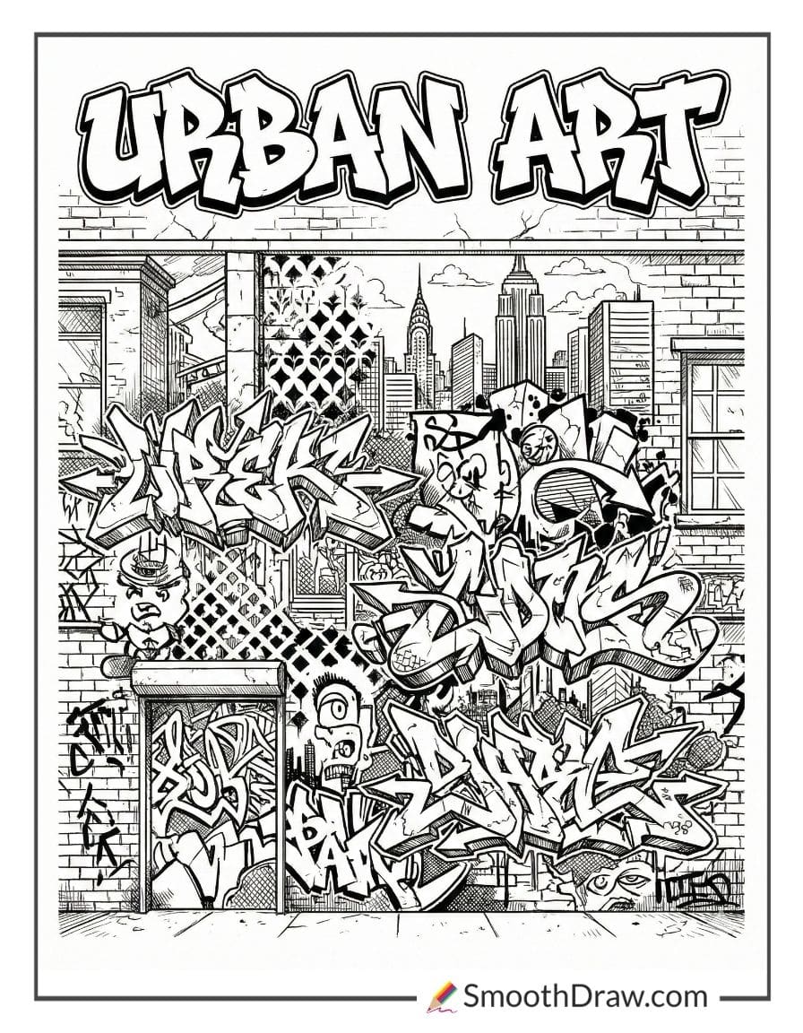 cartoon graffiti art coloring pages