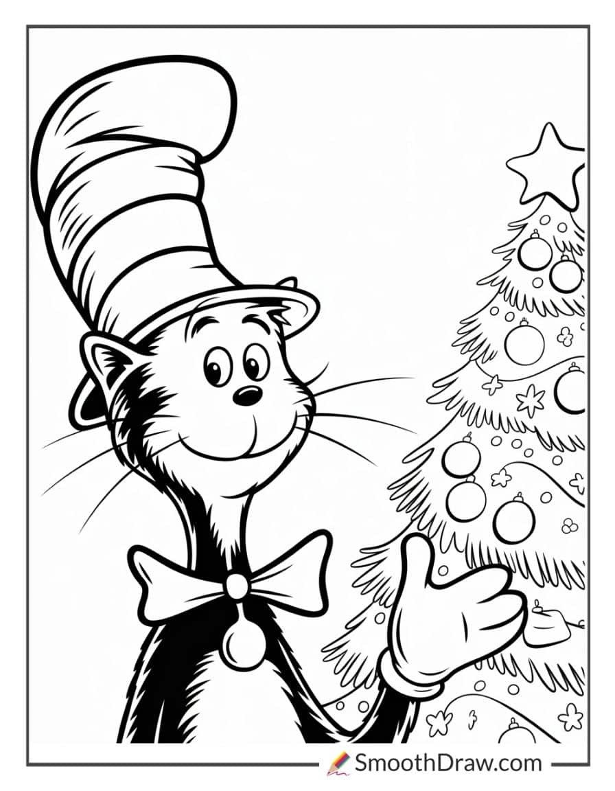 cat in the hat christmas coloring pages