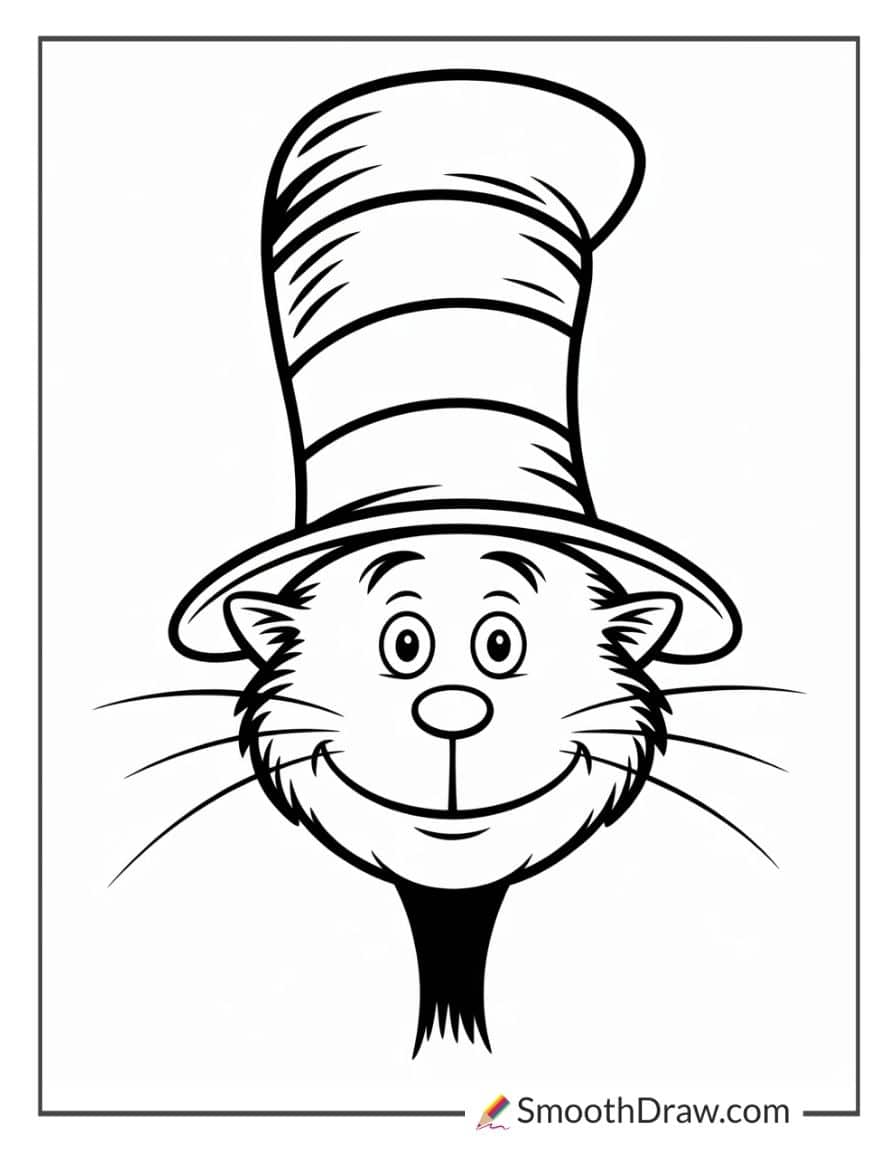 cat in the hat face coloring page