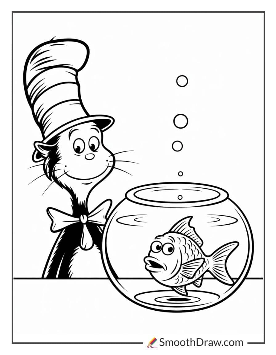 cat in the hat fish coloring pages