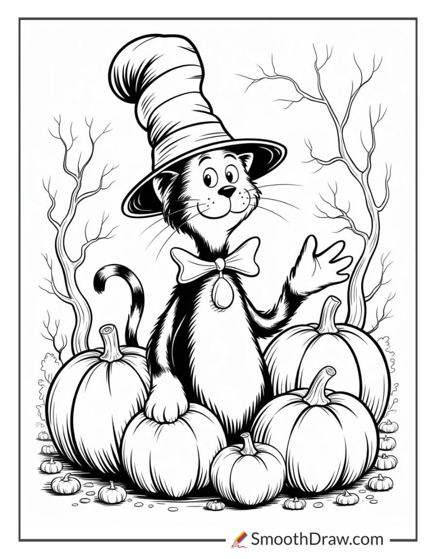 cat in the hat halloween coloring pages