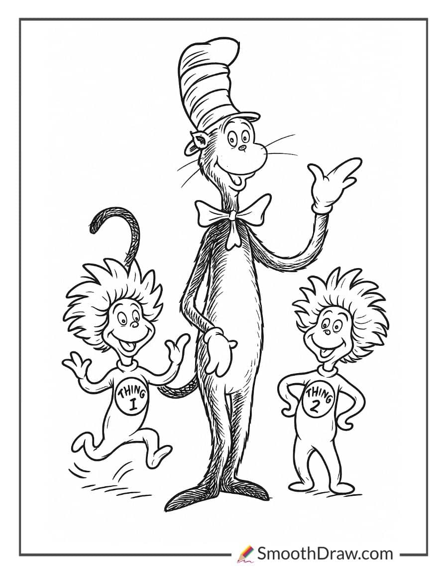 cat in the hat thing 1 and thing 2 coloring pages
