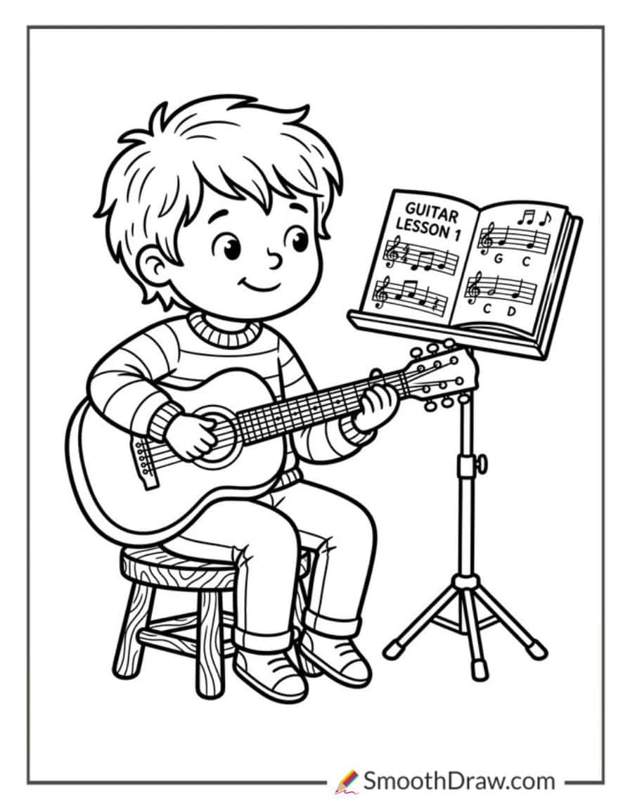Child Learning Guitar