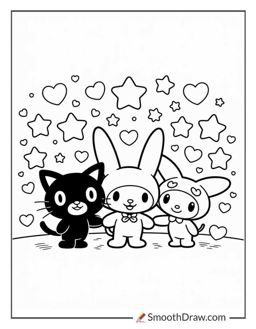 chococat my melody kuromi coloring pages