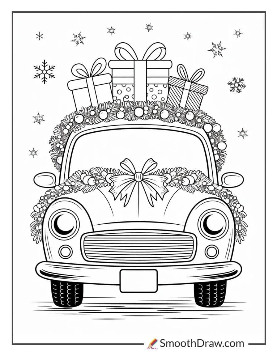 Christmas Car Coloring Pages
