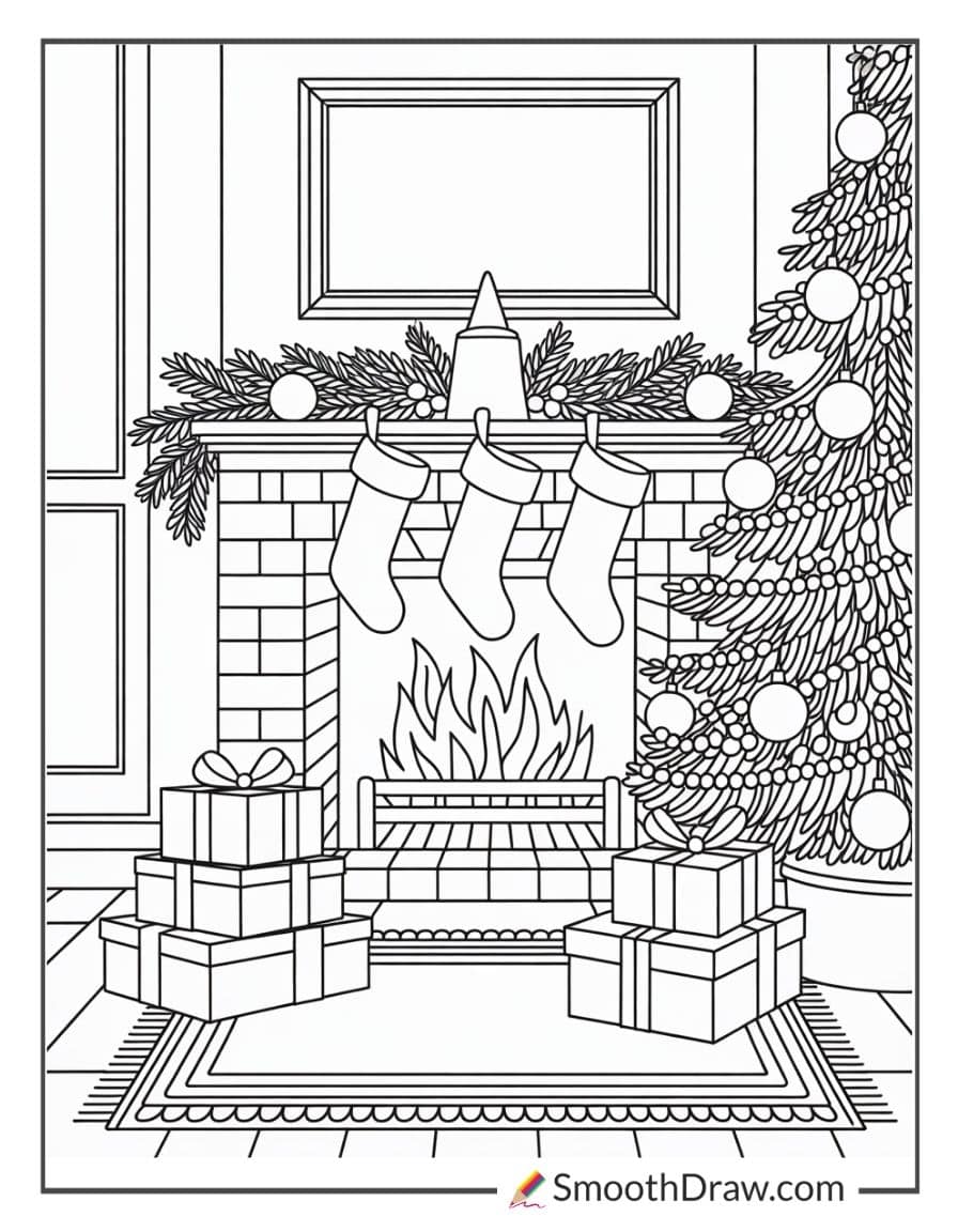 Christmas Fireplaces For Coloring