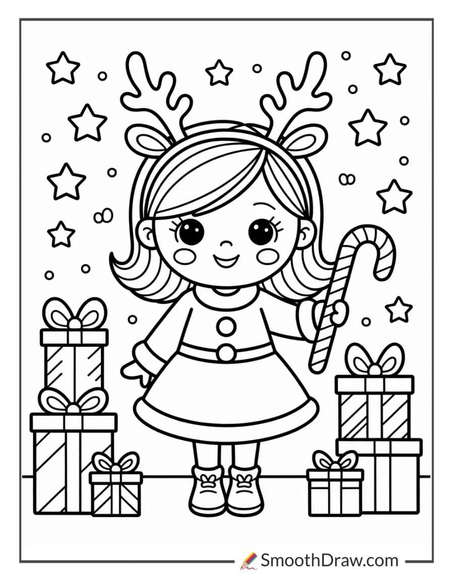 Christmas Girl Coloring Pages