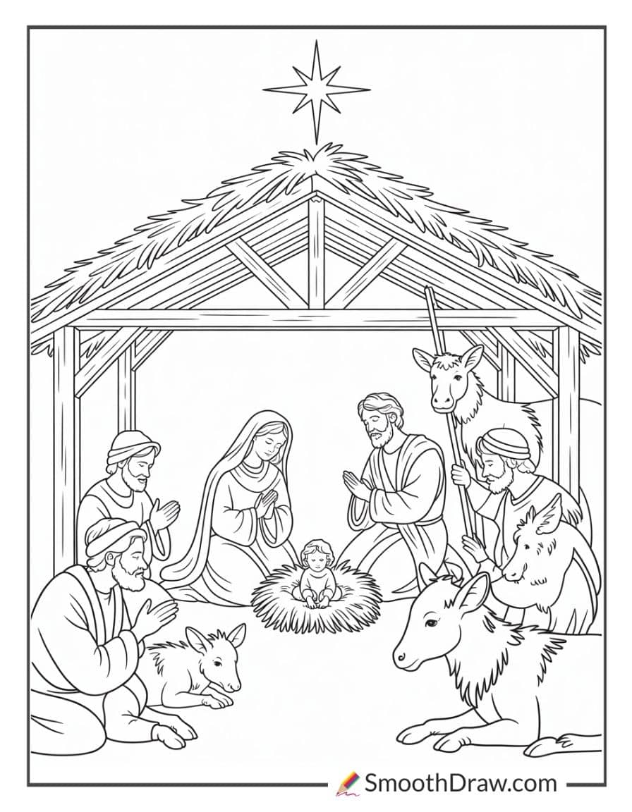 Christmas Nativity Coloring Page