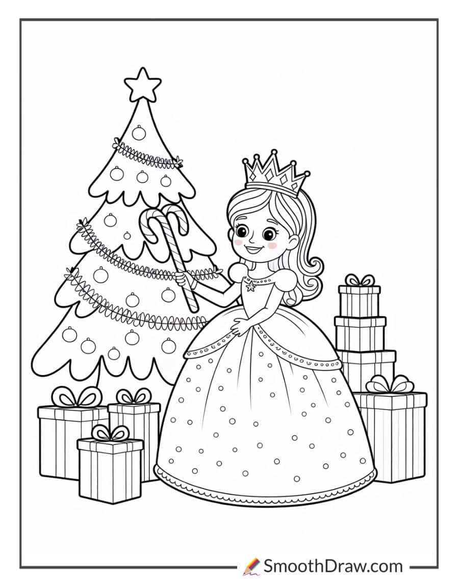 Christmas Princess Coloring Pages