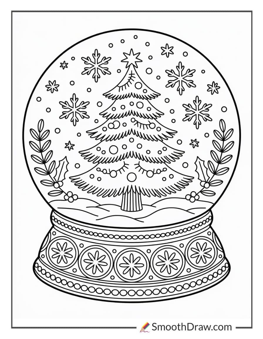 Christmas Snow Globe Coloring Pages