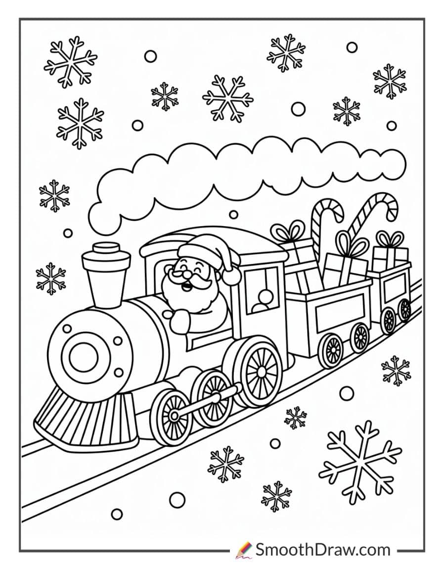 Christmas Train Coloring Page