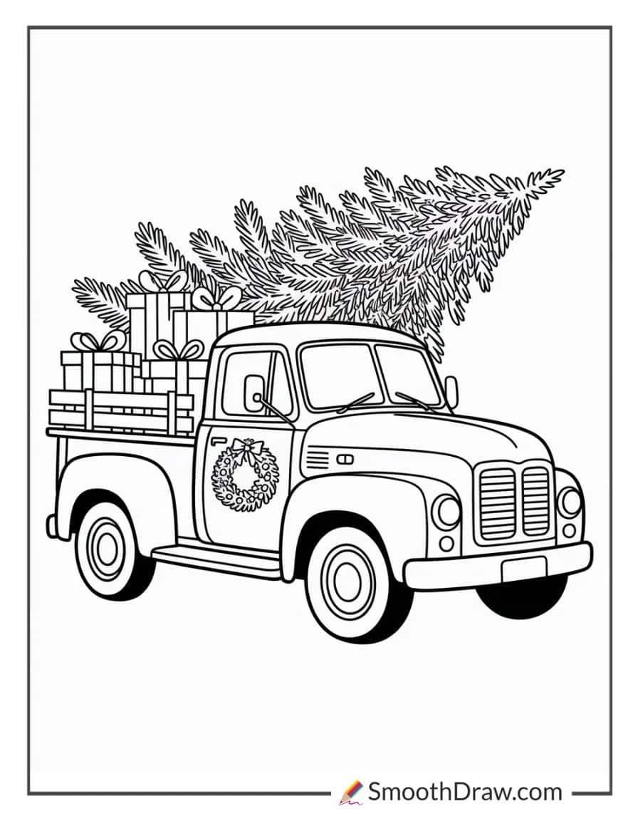 Christmas Truck Coloring Page