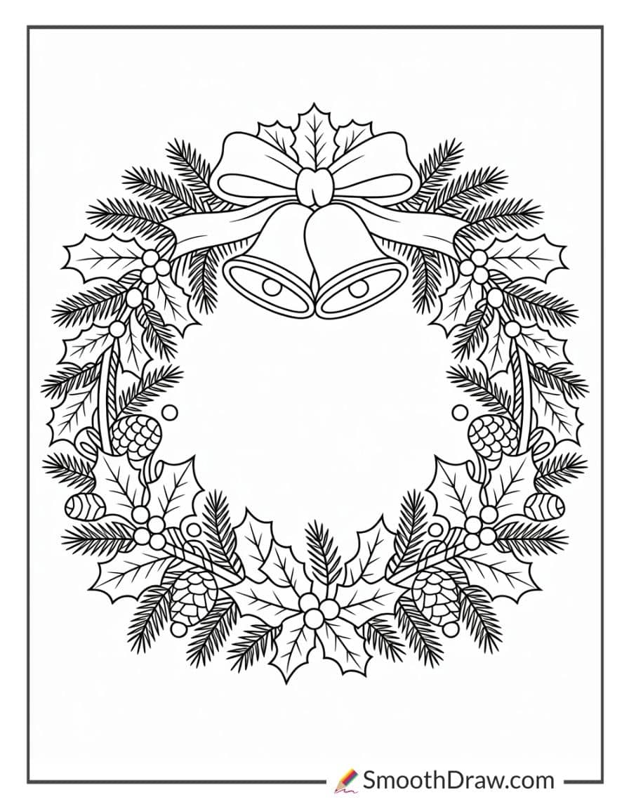 Christmas Wreath Coloring Page