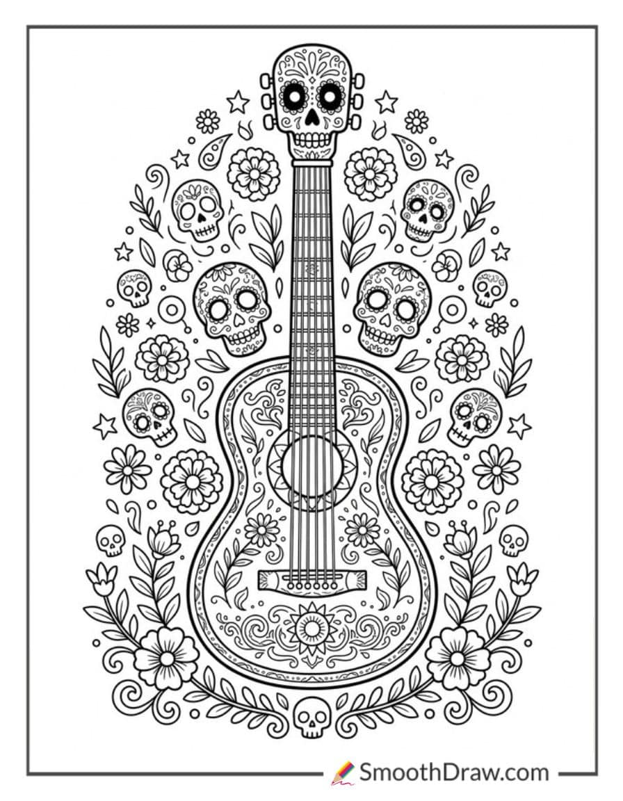 Coco Guitar Coloring Page
