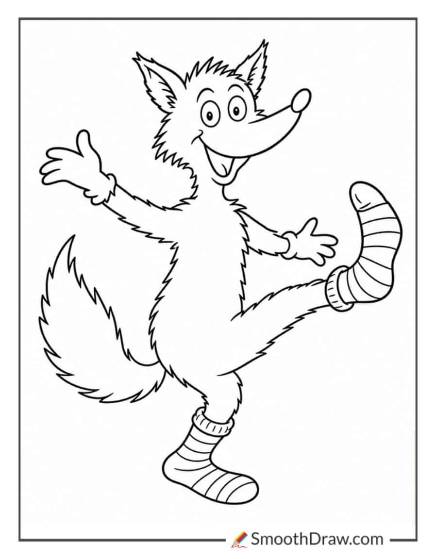 coloring-page-fox-in-socks-template