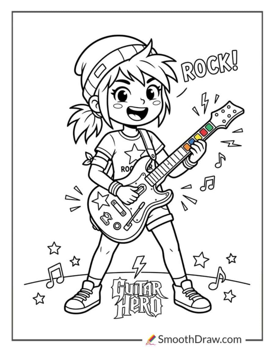 Coloring Pages Guitar Hero