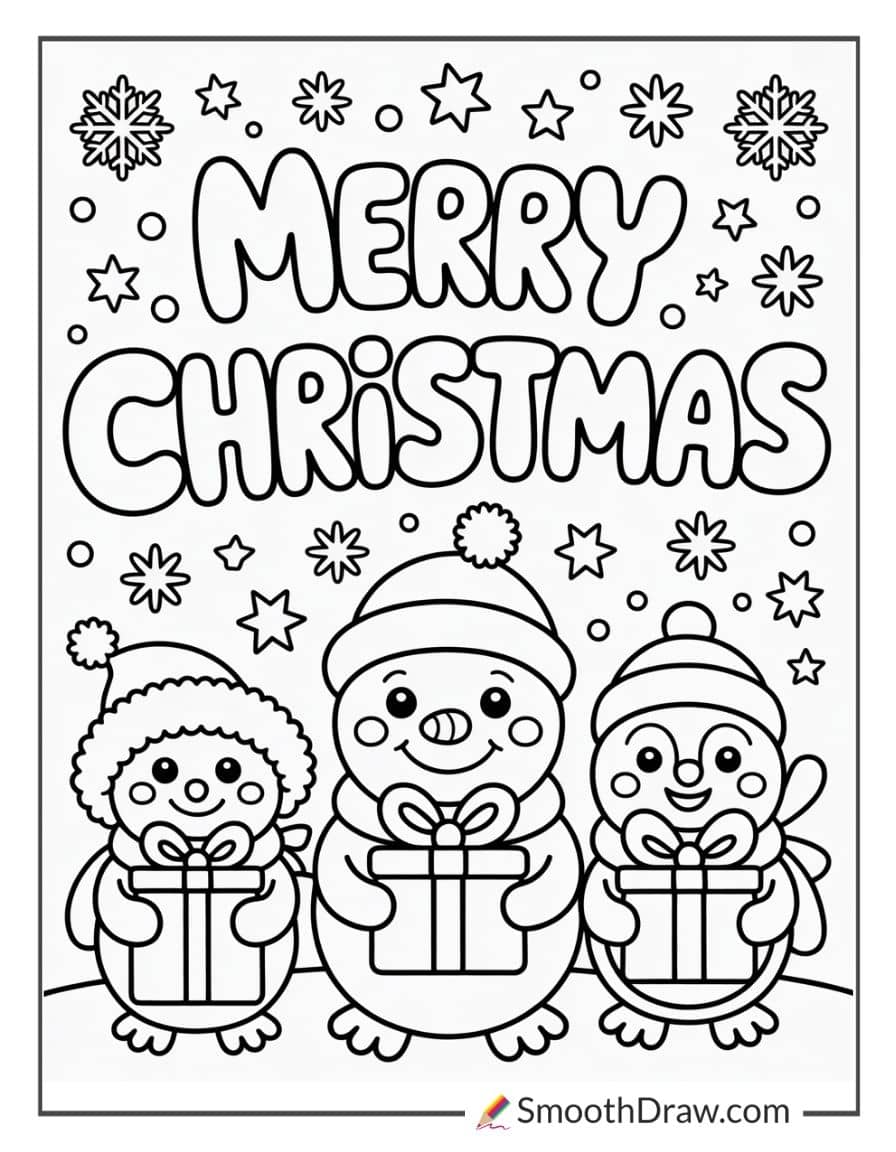 Cute Merry Christmas Coloring Pages