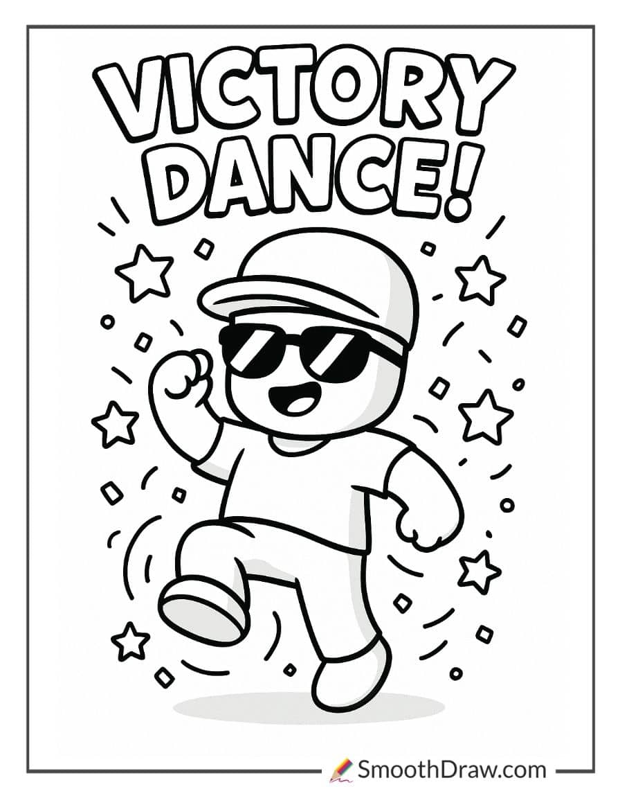 cute stumble guy doing victory dance coloring sheet