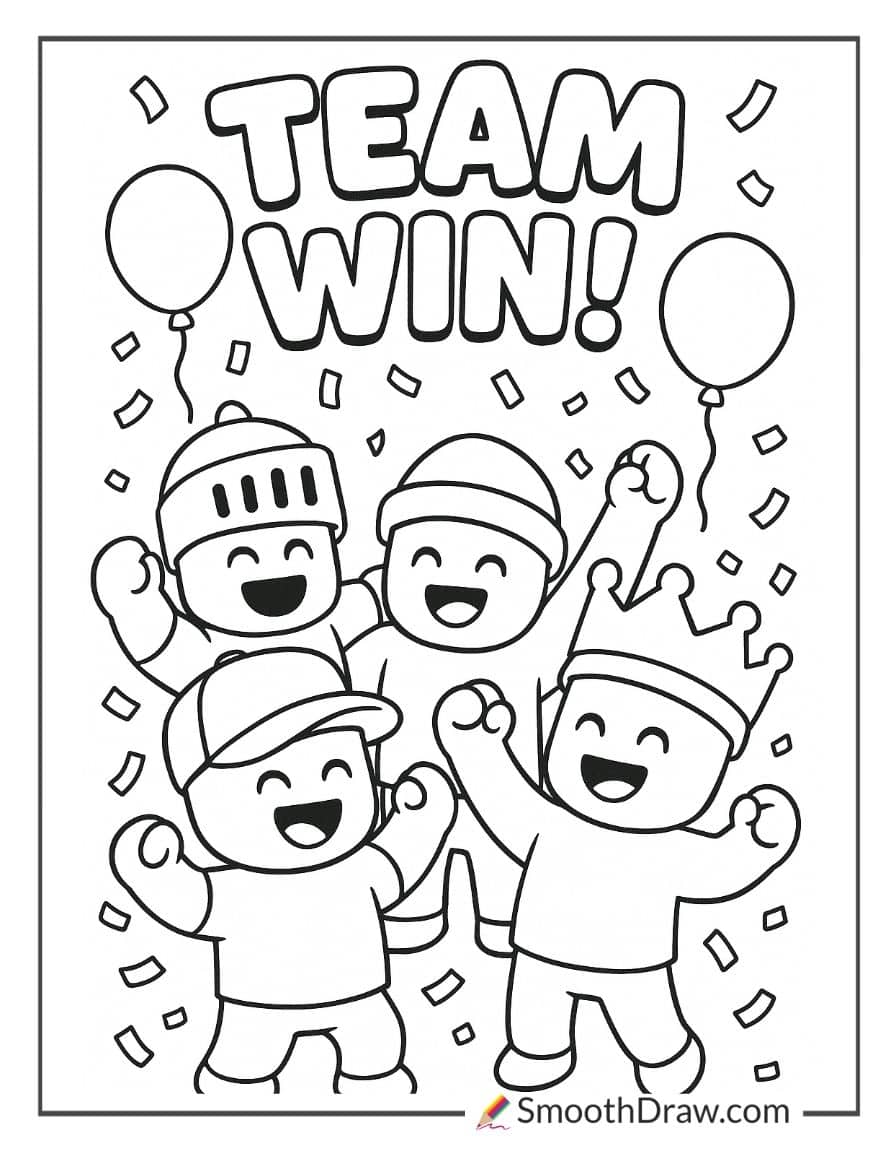 cute stumble guys cheering together for coloring
