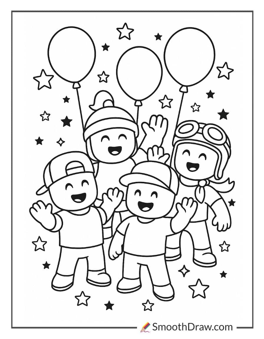 cute stumble guys posing for coloring page