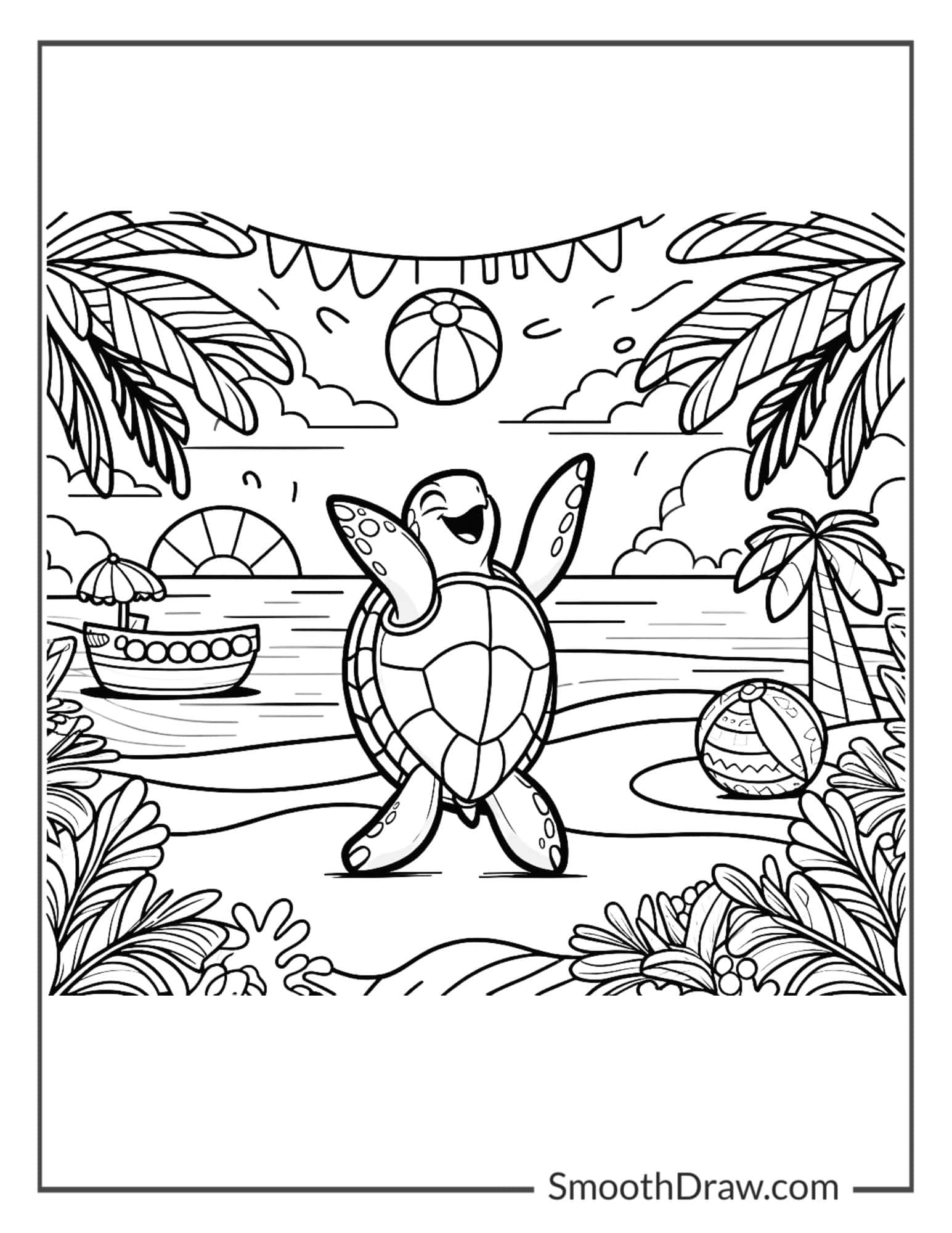 dancing turtle at a beach party