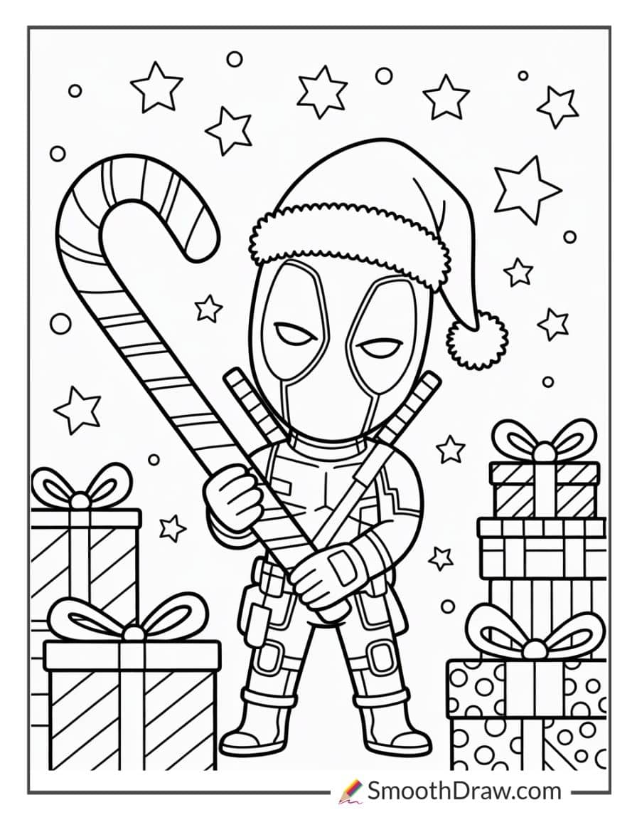 Deadpool Christmas Coloring Sheet