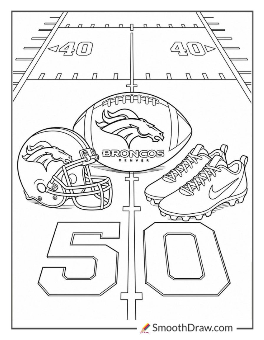 Denver Broncos Football Coloring Page