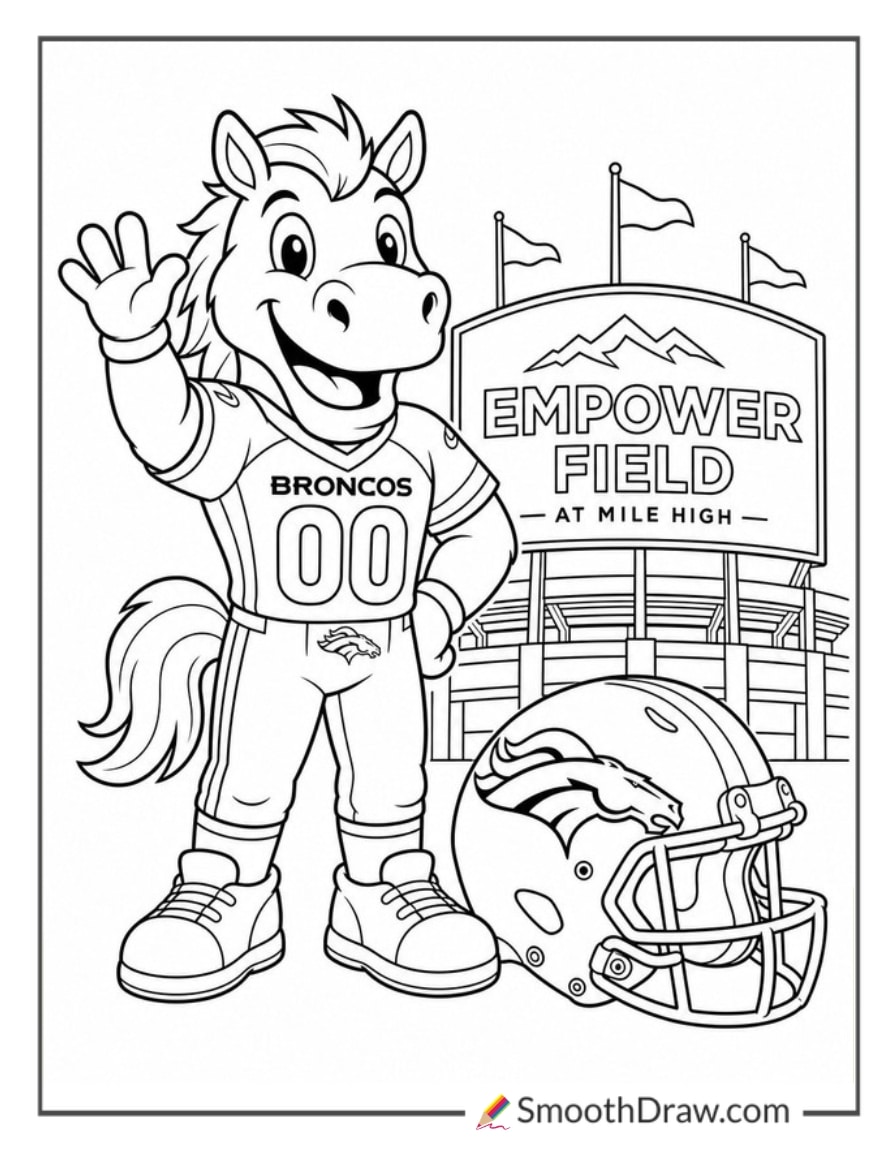 Denver Broncos Mascot Miles Waving