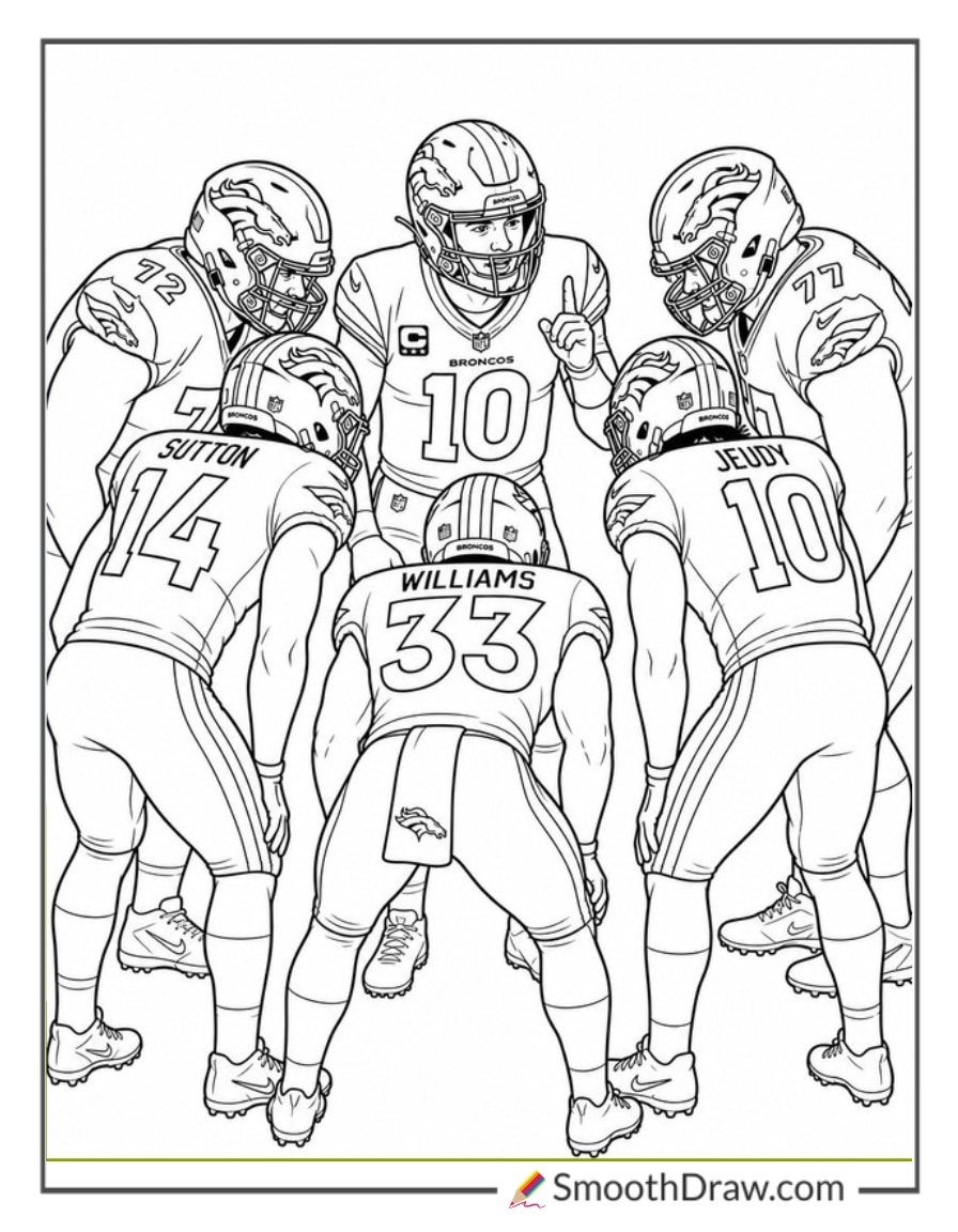 Denver Broncos Offensive Huddle