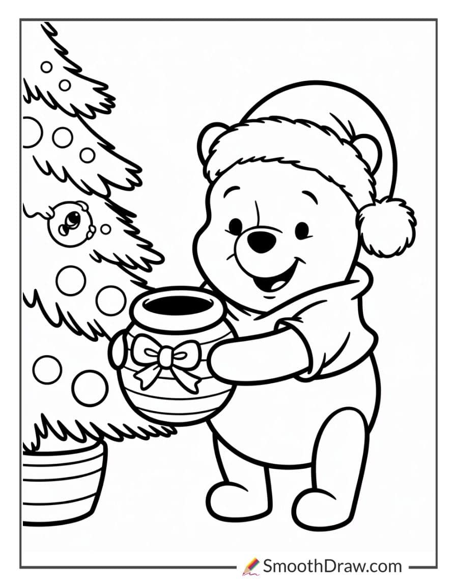 disney winnie the pooh christmas coloring pages