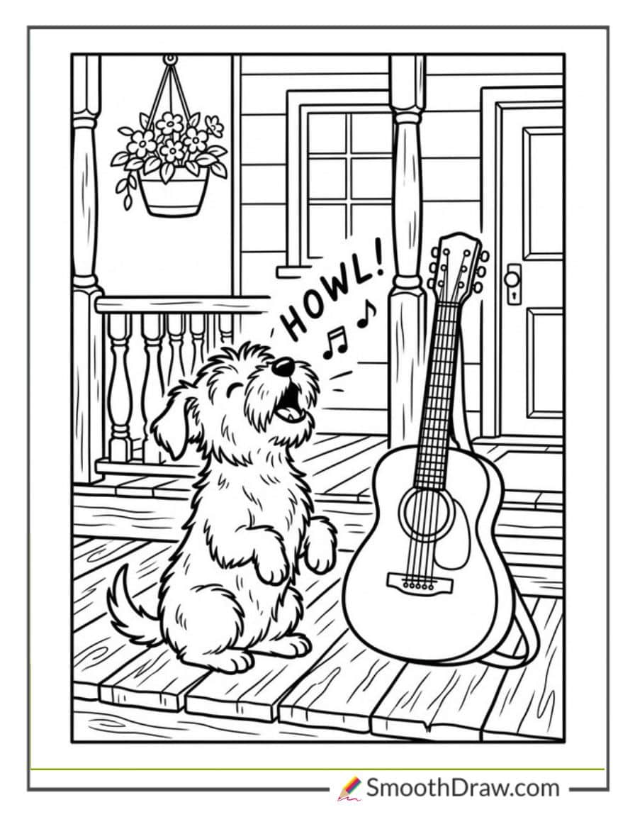 Dog Howling With Guitar