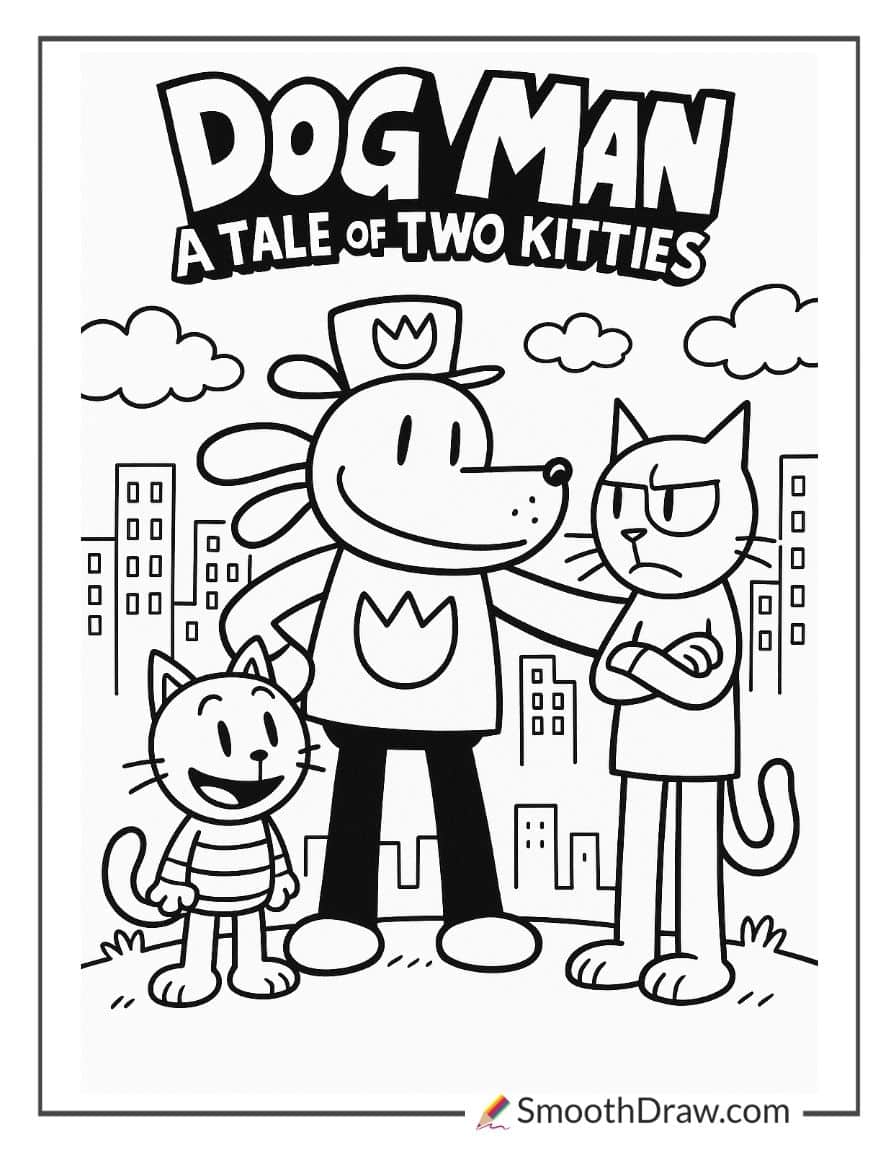 dog man a tale of two kitties coloring pages
