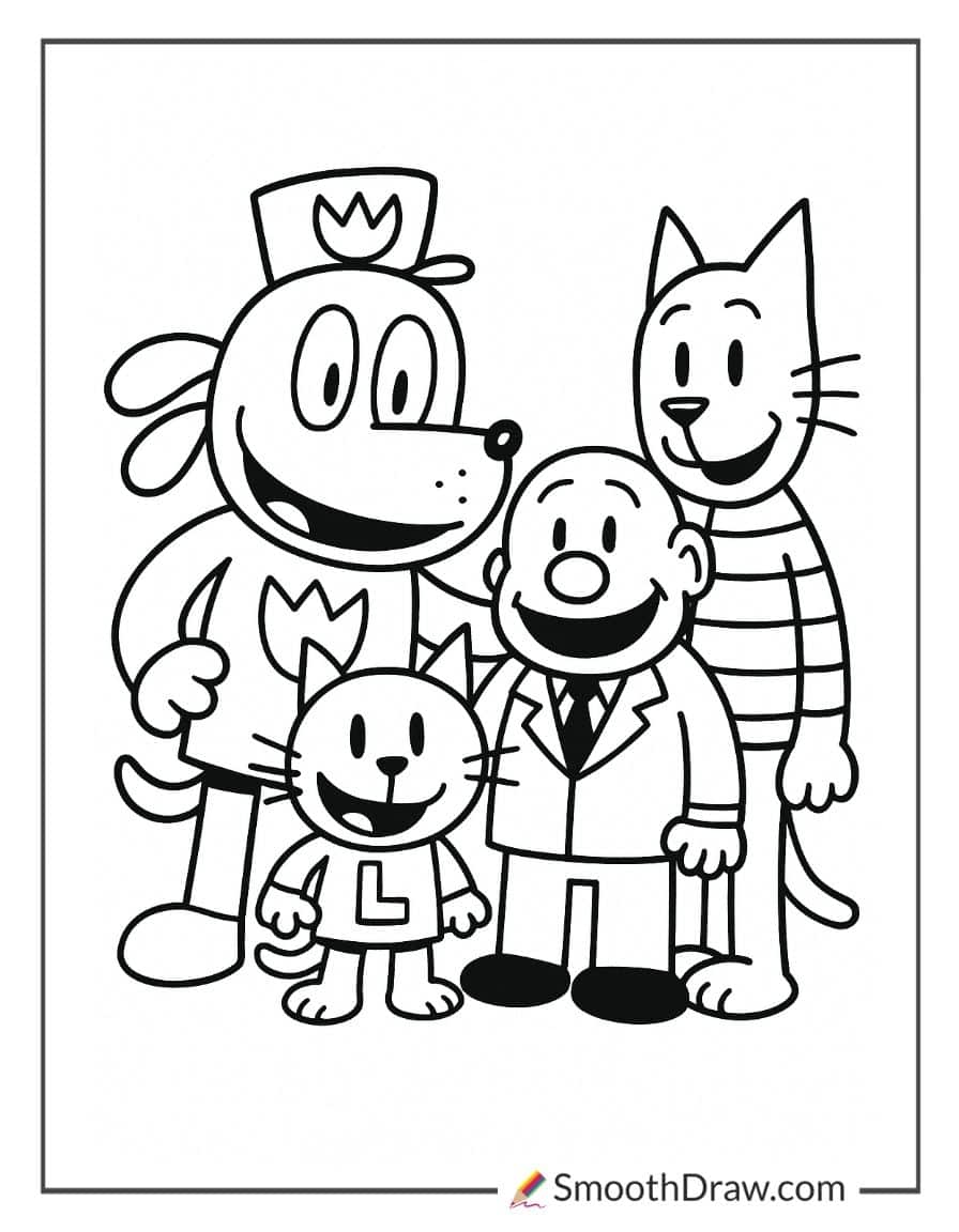 dog man characters coloring pages