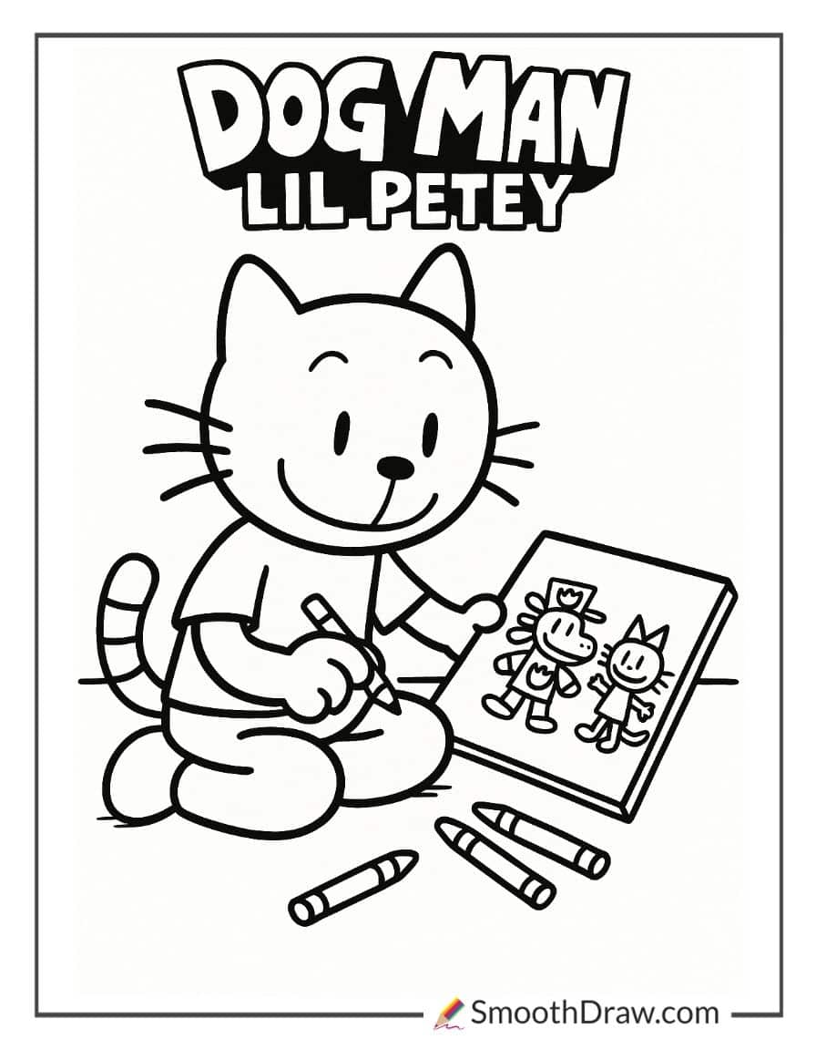 dog man lil petey coloring pages