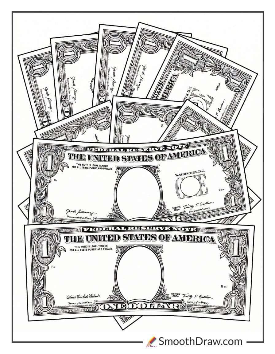 dollar bill money coloring pages