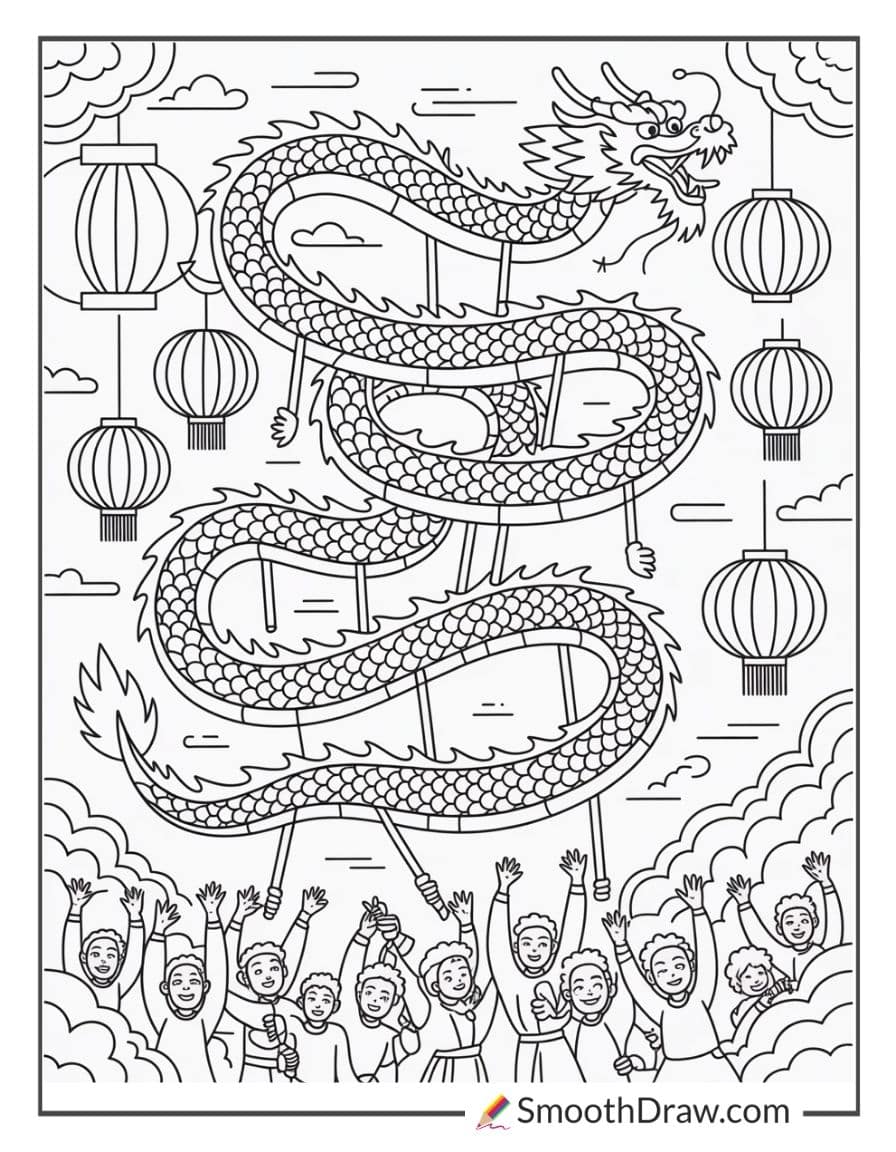 Dragon Dance Coloring Page