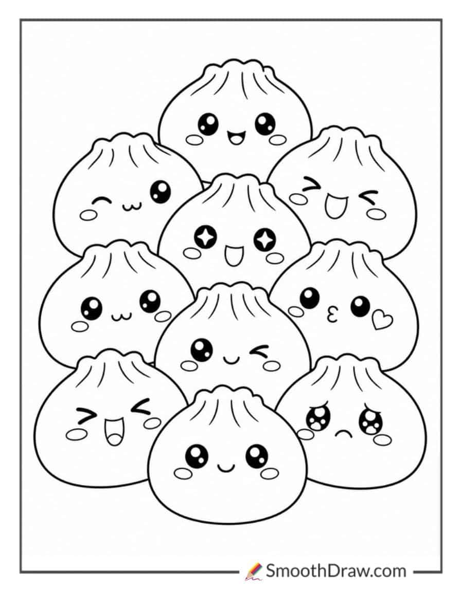 Dumpling Squishies Coloring Pages