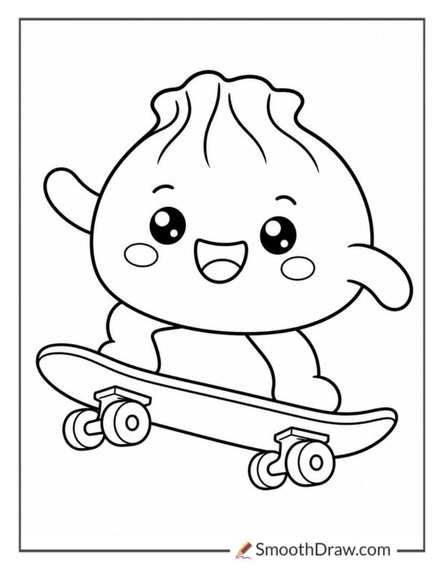 Dumpling Squishy On A Skateboard