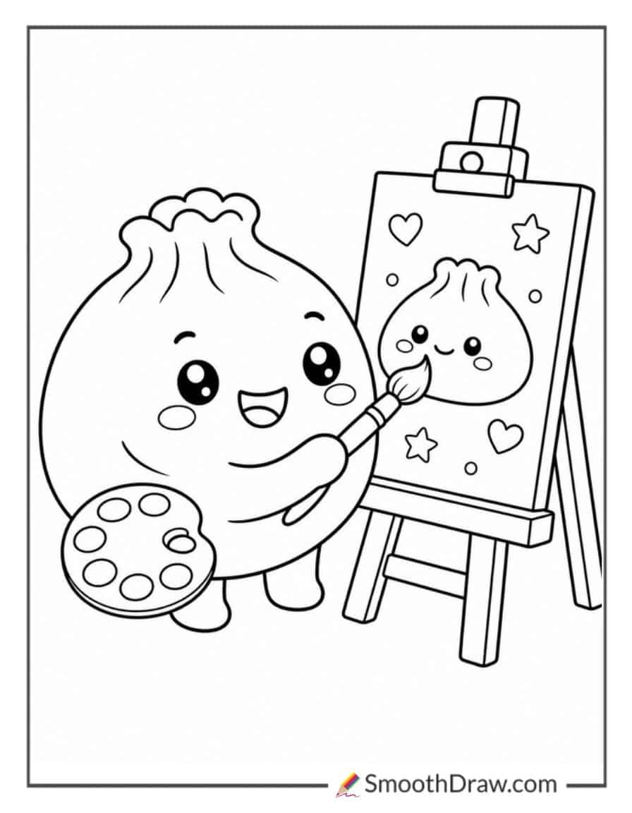 Dumpling Squishy Painting A Picture