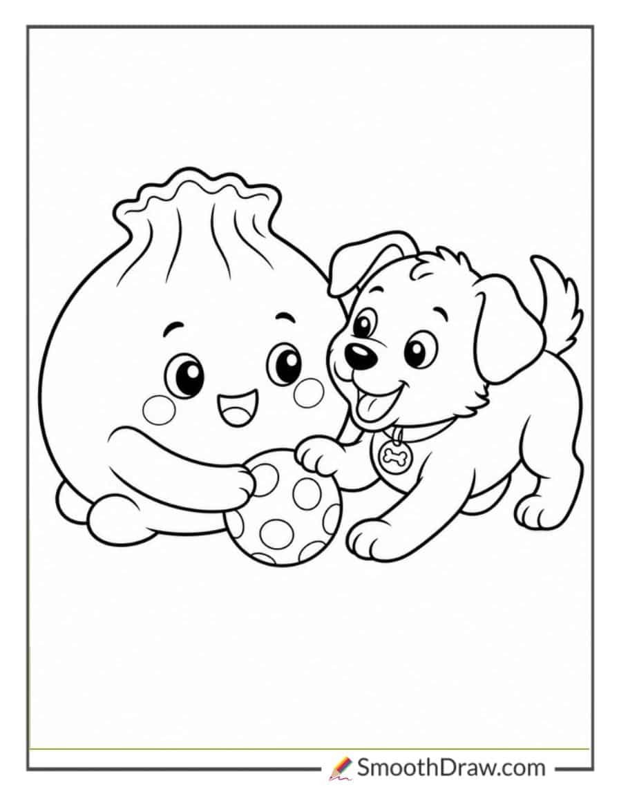 Dumpling Squishy Playing With A Puppy