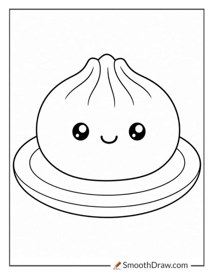Dumpling Squishy Sitting On A Plate