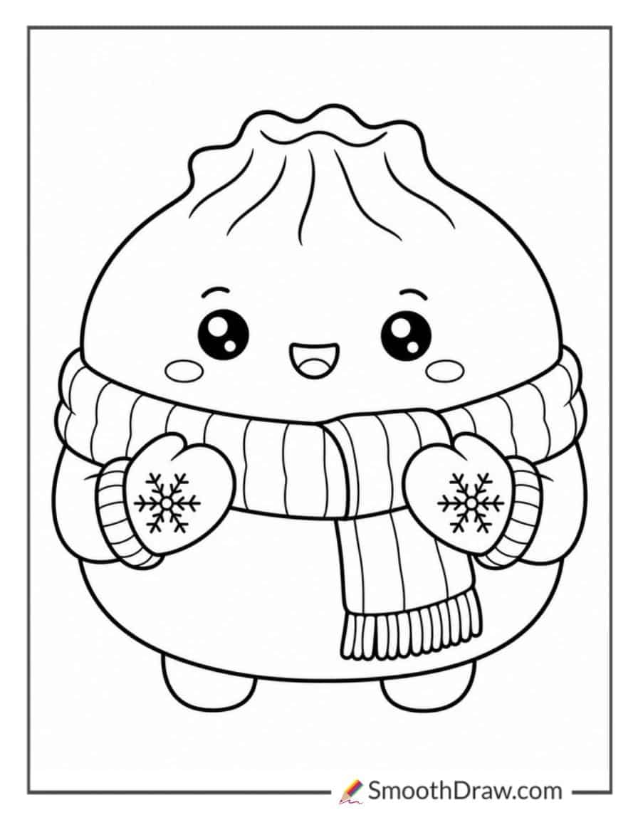 Dumpling Squishy Wearing Winter Scarf