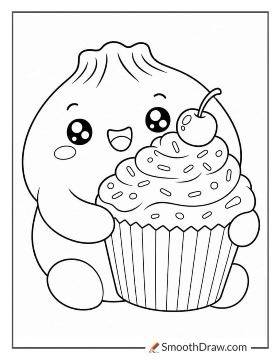 Dumpling Squishy With A Cupcake